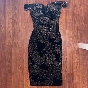 Black Off-the-shoulder Midi Dress